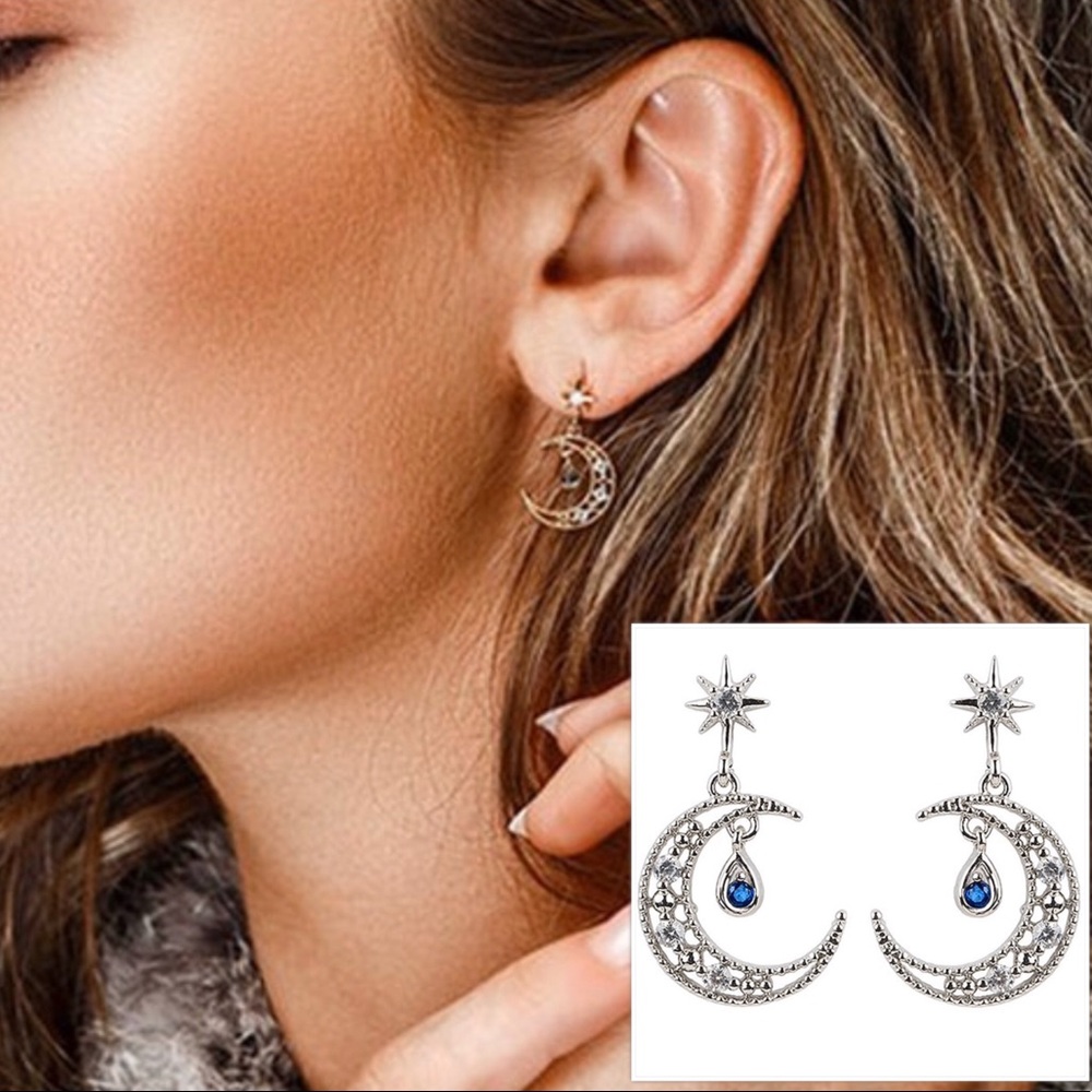 Sterling Silver Blue Moon Earrings,NWT